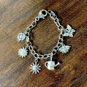 Summertime 6 Charm Bracelet. Silver tone with Tibetan Silver Charms 8”